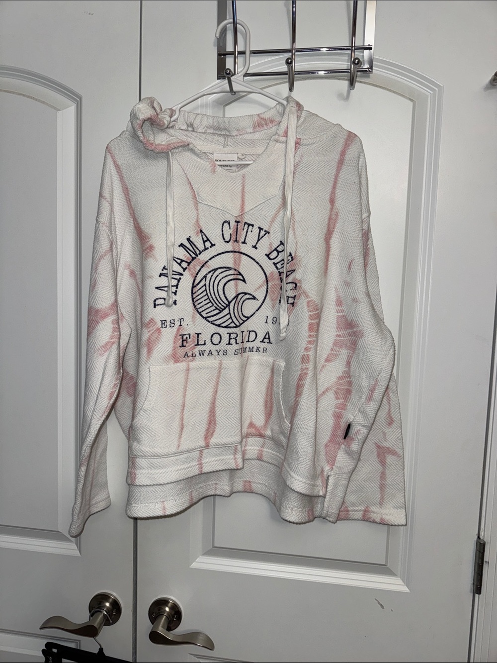 Women’s Tie-Dye Pullover Hoodie - White & Pink